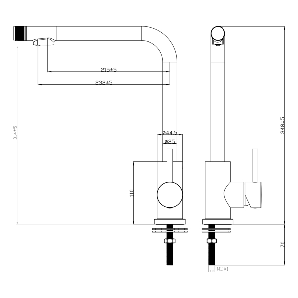 Drei Wege Wasserhahn